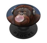 Funny Orangutan Music Lover Bubblegum Zoo Niños Niñas Niños PopSockets PopGrip Adhesivo