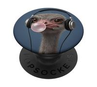 Funny Ostrich Music Lover Bubblegum Zoo Niños Niñas Niños PopSockets PopGrip Adhesivo