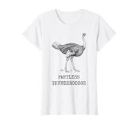 Funny Ostrich Pantless Thundergoose Animal Name Stupid Joke Camiseta gráfica económica, Mujer, Blanco, XS