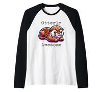 Funny Otterly Awesome Pun for Kids Girls Boys Otter Camiseta Manga Raglan