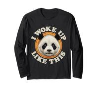 Funny Panda Bear I Woke Up Like This Sleepy Cansado Estado de ánimo Manga Larga