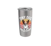 Funny Papillon Vintage Sunset | Tiny Dog Big Attitude Vaso térmico de acero inoxidable de doble pared