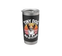 Funny Papillon Vintage Sunset | Tiny Dog Big Attitude Vaso térmico de acero inoxidable de doble pared
