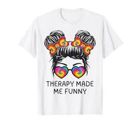 Funny Parenting Messy Bun Therapy Made Me Funny Women's Camiseta