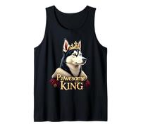 Funny Pawesome Husky Siberian King Dog Art Camiseta sin Mangas