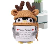 Funny Penguin - Christmas Crochet Animals Doll | Creative Wool Toy | Inspirational Potato Penguin | Affirmation Cards For Kids, Children, Friends, Uplifting, Holidays Gift's