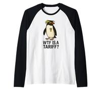 Funny Penguin WTF es una protesta de memes políticos arancelarios Camiseta Manga Raglan