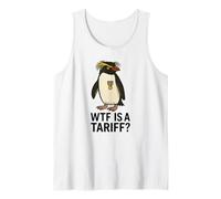 Funny Penguin WTF es una protesta de memes políticos arancelarios Camiseta sin Mangas