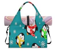 Funny Penguins - Bolsa deportiva de lona para mujeres y hombres, bonita bolsa de fin de semana con compartimento para zapatos, bolsa de equipaje para yoga, gimnasio, viajes, color, L, Organizador de