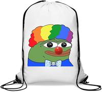 Funny Pepe The Frog Clown World Meme Gym Sack Casual Drawstring Bag White, White, Talla única
