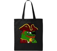 Funny Pepe The Frog Pirate Captain Gold Coin - Bolsa de algodón ecológico natural, color negro, Black, Talla única