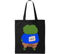 Funny Pepe The Idiot Frog Meme - Bolsa de algodón ecológico natural, color negro, Black, Talla única