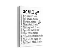 Funny Pet Rules Wall Decor, Dog Lovers Canvas Art for Women Owners Home Living Room Bedroom Bathroom(Framed,08x12inch(20x30cm))