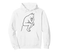 Funny Philosopher Cat Deep Thought Minimalist Line Art Sudadera con Capucha