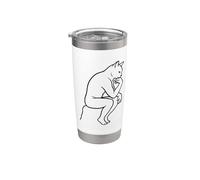 Funny Philosopher Cat Deep Thought Minimalist Line Art Vaso térmico de acero inoxidable de doble pared