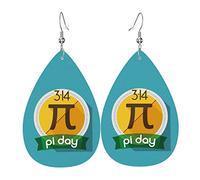 Funny Pi Day Spiral Pi Math 3.14 Juego de pendientes de lágrima de cuero Pendientes colgantes suaves y ligeros para mujer