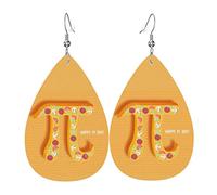 Funny Pi Day Spiral Pi Math 3.14 Pendientes colgantes de cuero con clip Faux PU Ligero Gota de lágrima para mujer
