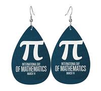 Funny Pi Day Spiral Pi Math 3.14 Pendientes de lágrima de cuero