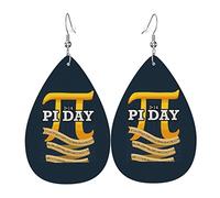Funny Pi Day Spiral Pi Math 3.14 Pendientes de piel sintética con forma de lágrima, ligeros, colgantes para mujeres y niñas