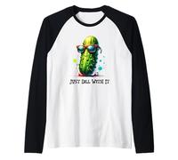 Funny Pickle Dill With It Cool Gafas de sol Foodie Juego de palabras Humor Camiseta Manga Raglan