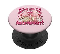 Funny Pig GNOME Couple For Women Who Loves Coffee and Pigs PopSockets PopGrip Adhesivo