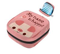 Funny Pig My Name is Happy - Bolsa de almacenamiento para servilletas sanitarias, bolsa de almohadilla menstrual portátil con cremallera para adolescentes, niñas, mujeres y mujeres