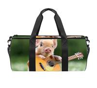 Funny Pig Piggy Guitarrista Bolsa deportiva Gimnasio Fitness Entrenamiento Duffel Bag Bolsa de viaje Bolsa de mano Bolsa de equipo para mujeres y hombres, multicolor, 17.7x9x9 inches