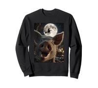 Funny Pig Selfie Luna Llena Bosque de Brujas Volador Halloween Sudadera