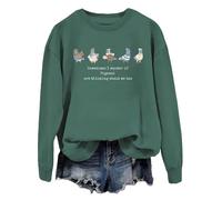 Funny Pigeons Sudadera Sometimes I Wonder If Pigeons Are Thinking About Me Too, verde, M