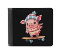 Funny Pigs - Cartera plegable de piel sintética con bolsillo, monedero delgado para mujeres y hombres, Estilo:, Talla única