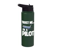 Funny Pilot Capitán Piloto Avión Amantes Escuela de Vuelo Stainless Steel Insulated Water Bottle