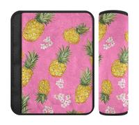 Funny Pineapple Fruit Pink - Paquete de 2 protectores de cinturón de seguridad que libera el estrés en tu cuello y hombros para sedán, protector para cinturón de carro