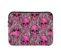 Funny Pink Skulls Zebra Stripes Protector Laptop Cases Laptop Case Funda acolchada Funda para computadora de oficina para computadora Air de 13 pulgadas Funda universal mediana