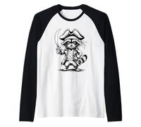 Funny Pirate Raccoon Camiseta Manga Raglan