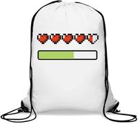 Funny Pixel Style Health and Energy Bars - Saco de gimnasio informal con cordón, color blanco, White, Talla única
