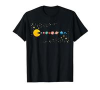 Funny Planet Sistema Solar Space Man Astronauta Videojuego Camiseta gráfica económica, Hombre, Negro, S