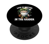 Funny Plant Lover Gnome Grandpa Life Is Better In The Garden PopSockets PopGrip Adhesivo