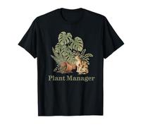 Funny Plant Manager Cat Cottagecore Monstera Fern Gardening Camiseta