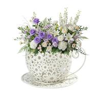 Funny Planter | Iron Aesthetic Teacup Hollow Weatherproof | Teacup Shaped Flower Pot - Cute Openwork Wrought Iron Garden Planter | Vintage Metal Plant Stand | Rustic Home Decor Indoor Outdo