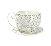 Funny Planter - Iron Retro Hollow Teacup Yard Decor | Large Garden Pots Outdoor Decor | Weatherproof Durable Iron Construction Retro Aesthetic Proper Drainage For Home Farmhouse Indoor Garden Patio Po