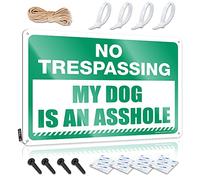 Funny Plaques For Men No Trespassing My Dog Is An ass-le Sign Bar Mirrors For Man Cave Small Metal Tin (20 x 30 cm)