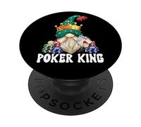 Funny Poker King GNOME Graphic For Men For Casino Night PopSockets PopGrip Adhesivo