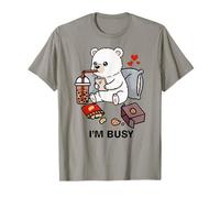 Funny Polar Bear Im Busy Boba Tea Snacks Zoo Niños Niñas Niños Camiseta