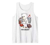 Funny Polar Bear Im Busy Boba Tea Snacks Zoo Niños Niñas Niños Camiseta sin Mangas