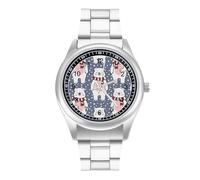 Funny Polar Bears - Reloj casual para hombre con correa de acero inoxidable, aleación de cuarzo, reloj de pulsera