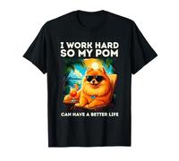 Funny Pomeranian Dog I Work Hard Design Pomerania Lover Camiseta