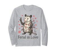 Funny Possum Valentine Outfit Feral in Love Animal Design Manga Larga