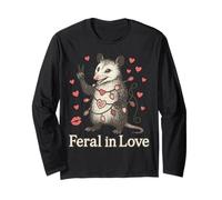 Funny Possum Valentine Outfit Feral in Love Animal Design Manga Larga