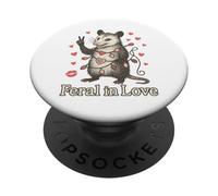 Funny Possum Valentine Outfit Feral in Love Animal Design PopSockets PopGrip Adhesivo