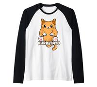 Funny Potato Cat Purrtato Kitten Lover Food Pun Foodie Cute Camiseta Manga Raglan